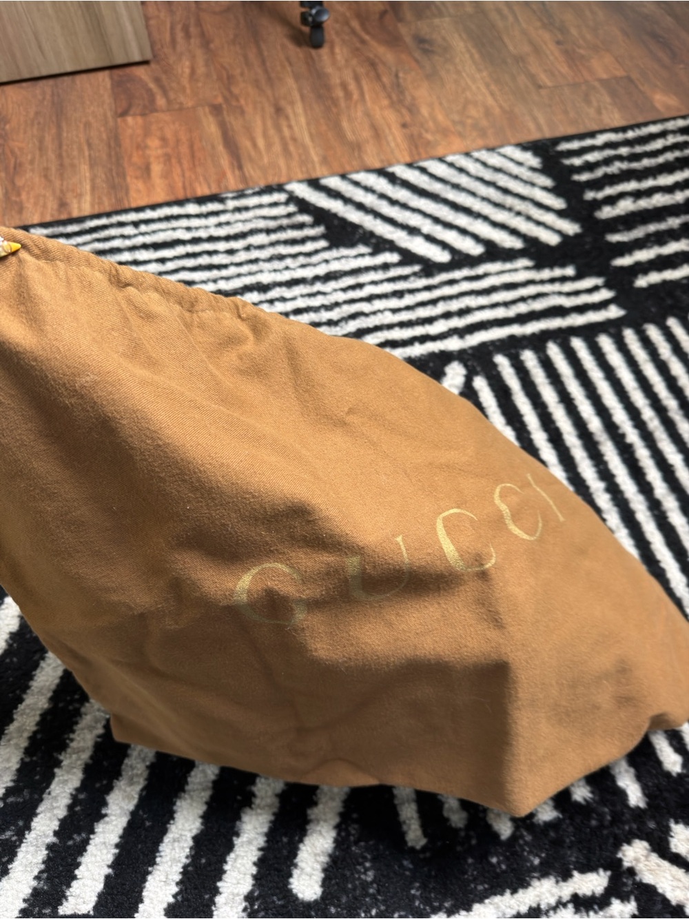 Beige Monogram Shoulder Bag with Brown Leather Trim - Picture 7 of 9